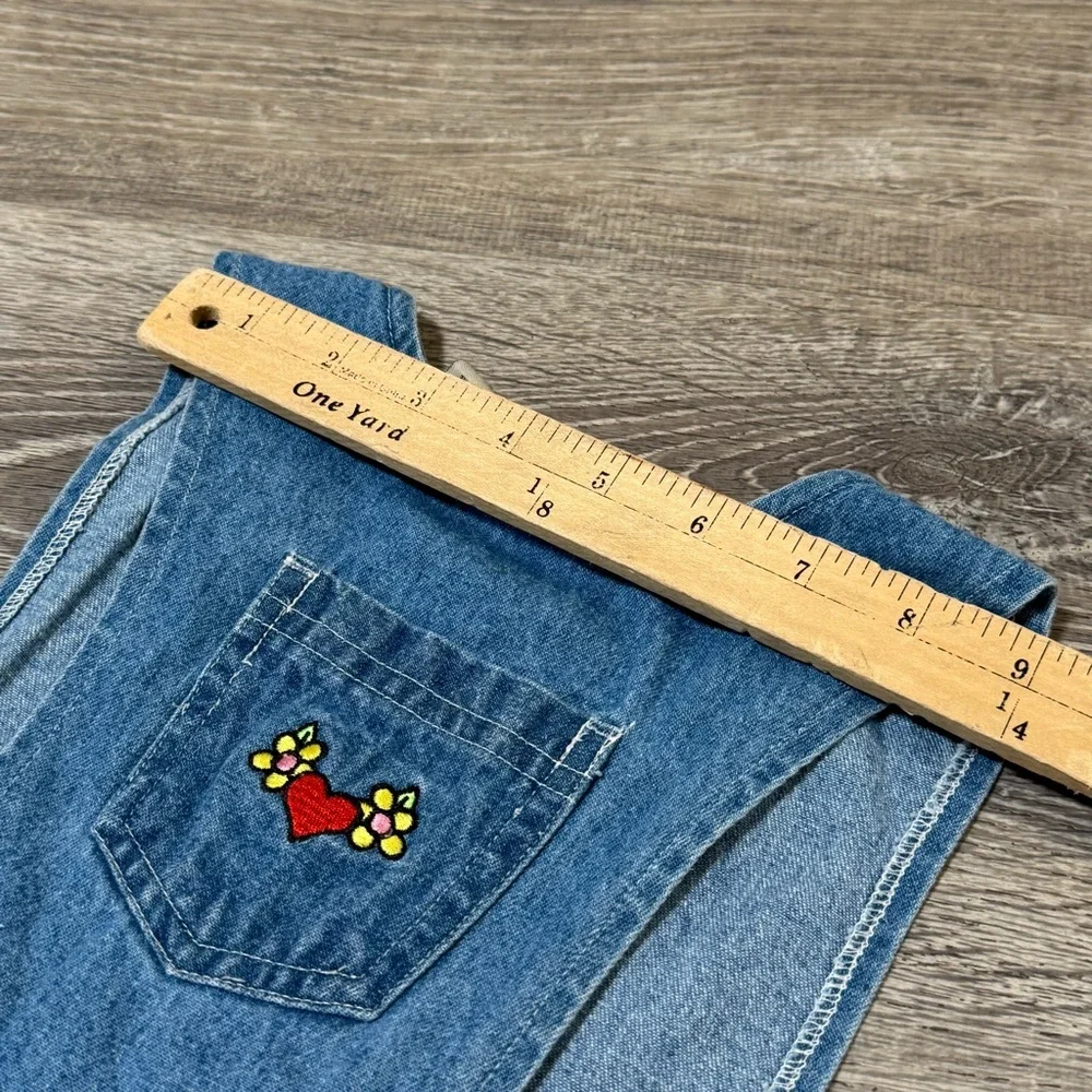 Vintage Sonoma Floral embroidered Blue Denim Kids girls Casual Dress pockets 6x - Picture 8 of 8